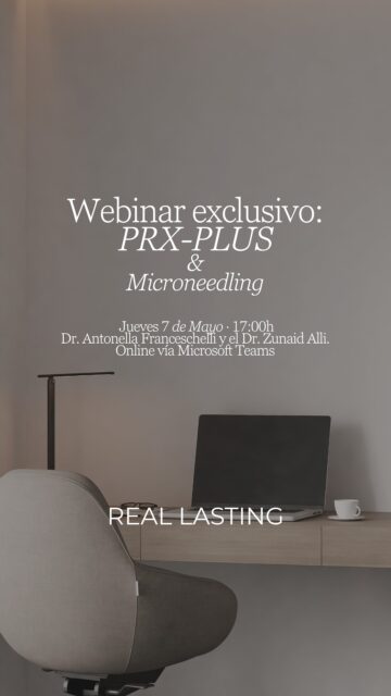 ¡Nuevo webinar! 
No te lo puedes perder ¡𝗶𝗻𝘀𝗰𝗿í𝗯𝗲𝘁𝗲 𝘆𝗮!

𝟳 𝗱𝗲 𝗠𝗮𝘆𝗼 𝗱𝗲 𝟮𝟬𝟮𝟲 a las 𝟭𝟳:𝟬𝟬𝗵. 🗓️
💻 Webinar online, gratuito y con plazas limitadas (𝗲𝗻 𝗶𝗻𝗴𝗹é𝘀)

No te pierdas este webinar con 𝗹𝗮 𝗗𝗿𝗮. 𝗔𝗻𝘁𝗼𝗻𝗲𝗹𝗹𝗮 𝗙𝗿𝗮𝗻𝗰𝗲𝘀𝗰𝗵𝗲𝗹𝗹𝗶 𝘆 𝗲𝗹 𝗗𝗿. 𝗭𝘂𝗻𝗮𝗶𝗱 𝗔𝗹𝗹𝗶.

Descubre todo sobre la combinación de 𝗣𝗥𝗫-𝗣𝗟𝗨𝗦 y microneedling en este seminario web basado en casos clínicos reales.
Explorarás técnicas de aplicación, protocolos clínicos y consejos de expertos para optimizar tus resultados en consulta.

Una oportunidad única para conocer los beneficios de esta combinación clínica.

📌 𝗖𝗼𝗻𝘁𝗲𝗻𝗶𝗱𝗼 𝗳𝗼𝗿𝗺𝗮𝘁𝗶𝘃𝗼 𝗱𝗶𝗿𝗶𝗴𝗶𝗱𝗼 ú𝗻𝗶𝗰𝗮𝗺𝗲𝗻𝘁𝗲 𝗮 𝗽𝗿𝗼𝗳𝗲𝘀𝗶𝗼𝗻𝗮𝗹𝗲𝘀 𝘀𝗮𝗻𝗶𝘁𝗮𝗿𝗶𝗼𝘀.
¡Reserva ya tu plaza y asegura tu participación!

#Webinar #RealLasting #PRXPLUS #Microneedling #MedicinaEstética #FormaciónMédica #EstéticaAvanzada #Biorrevitalización