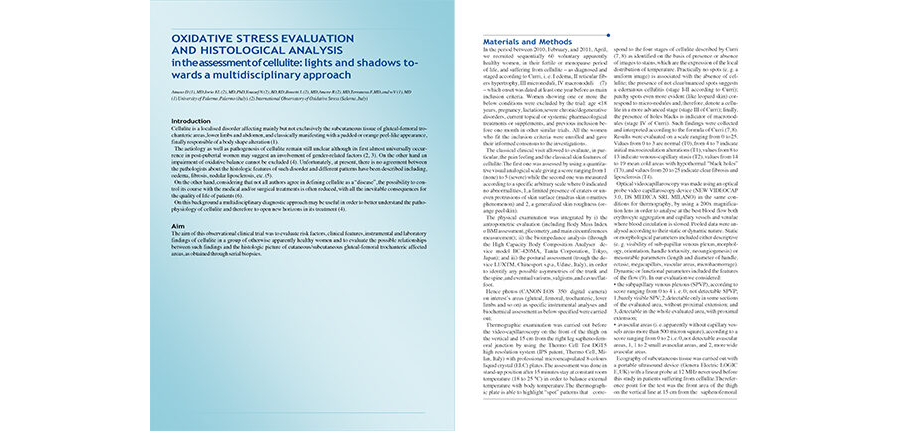 OXIDATIVE STRESS EVALUATION AND HISTOLOGICAL ANALYSIS in the assessment of cellulite